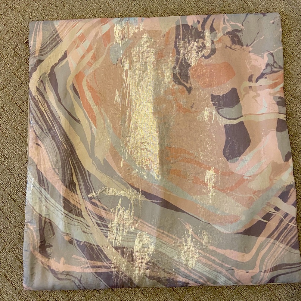 WEST ELM Pillow cover-Excellent condition.  Beautiful silver metallic & blush.
